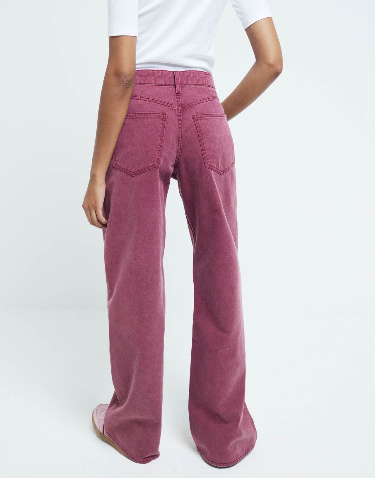 River Island mid rise wide leg jean in dark red
