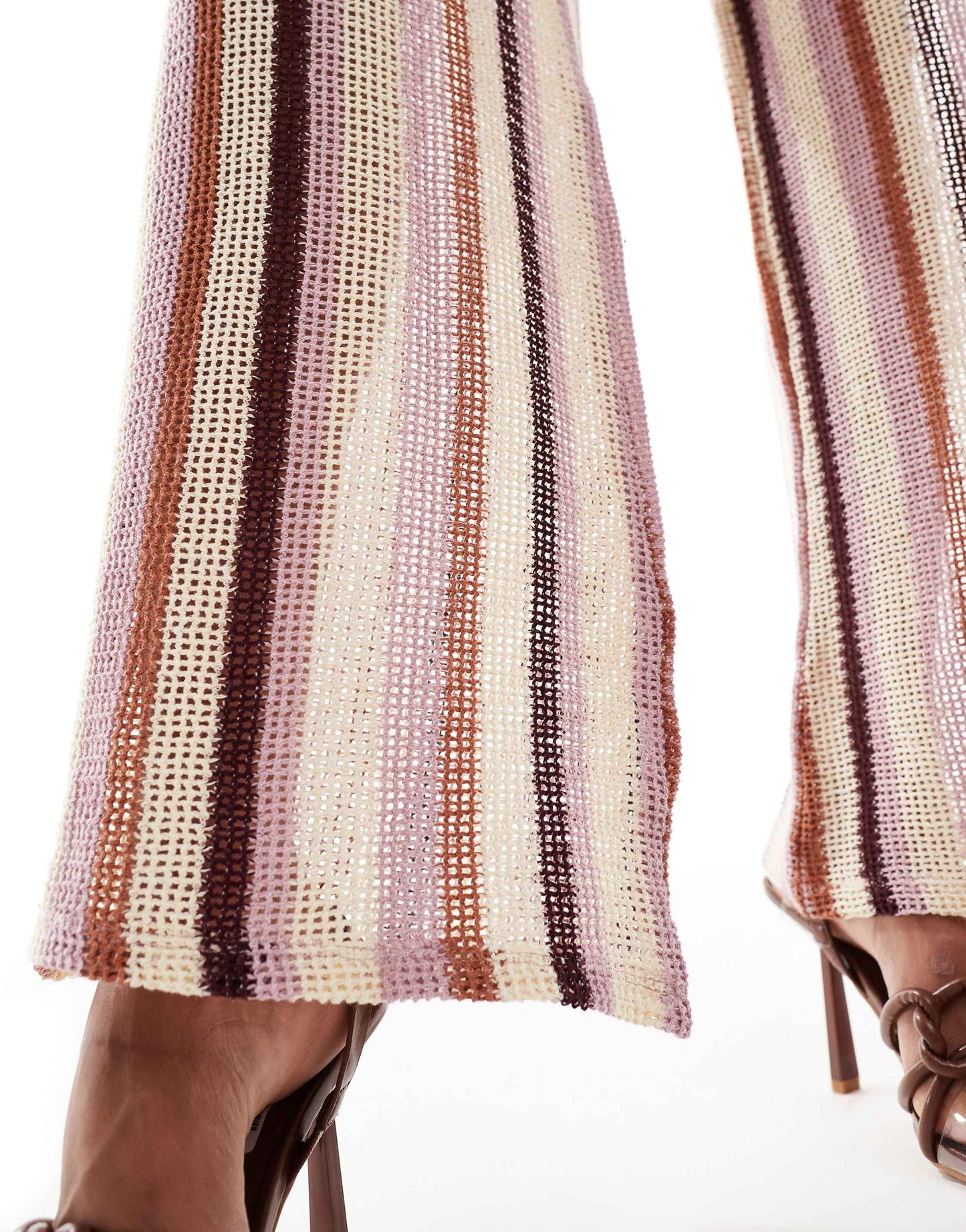 River Island stripe knitted wide leg trouser co-ord in mid pink