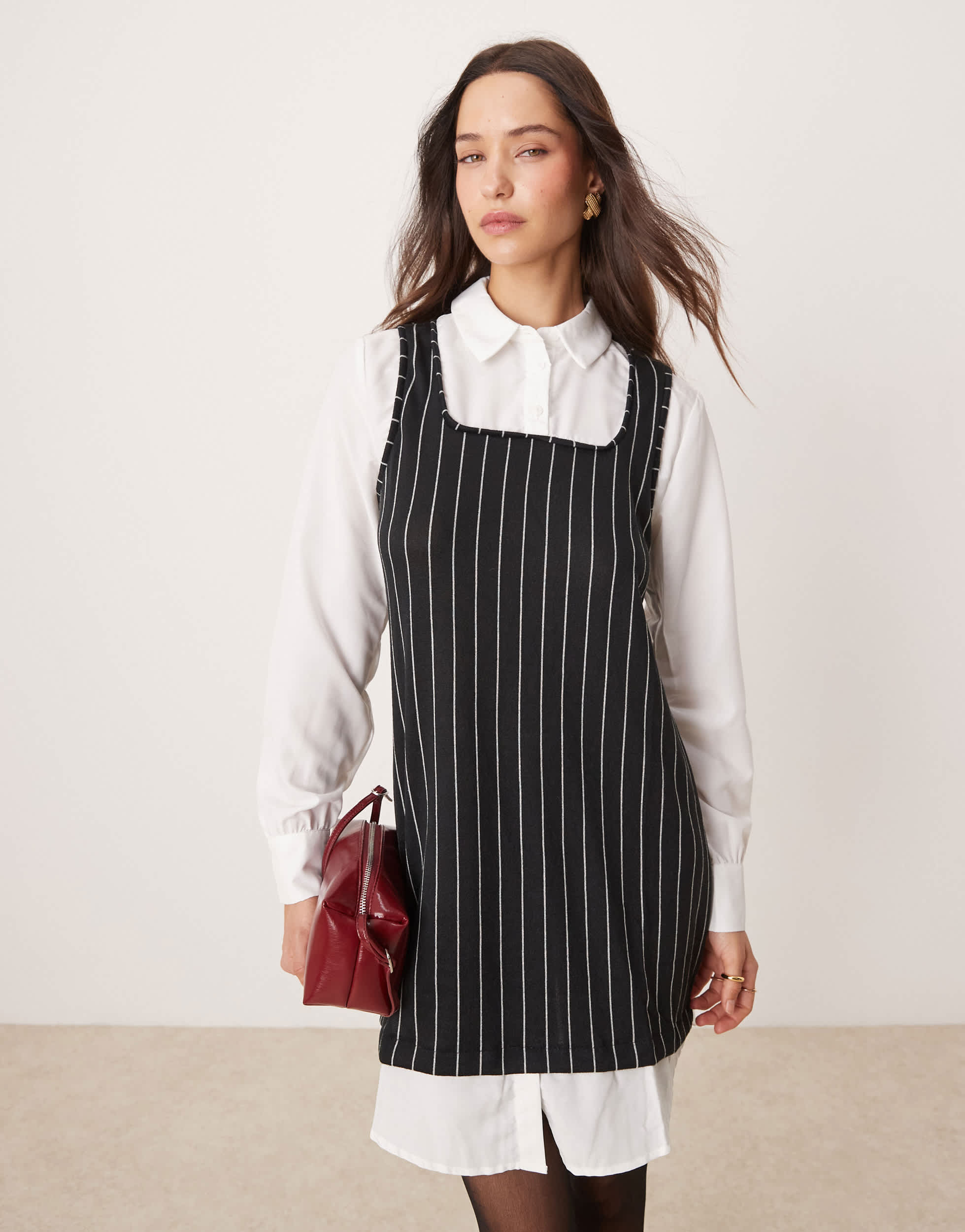 JDY 2 in 1 mini dress in white