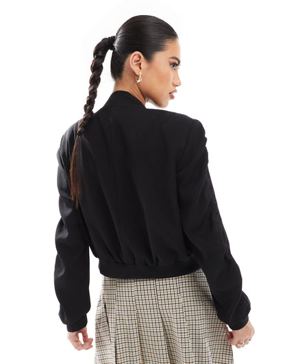 French Connection Harrie suiting bomber jacket in black