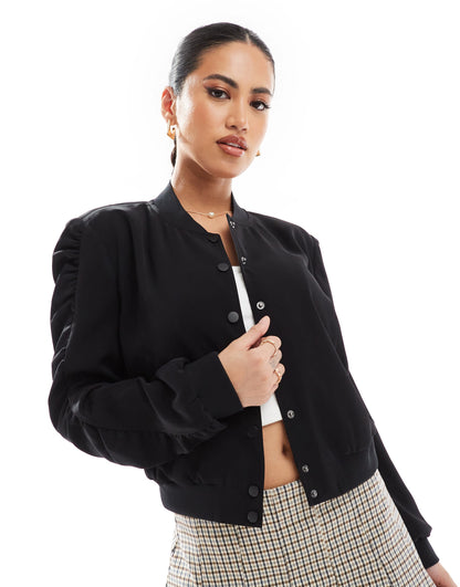 French Connection Harrie suiting bomber jacket in black