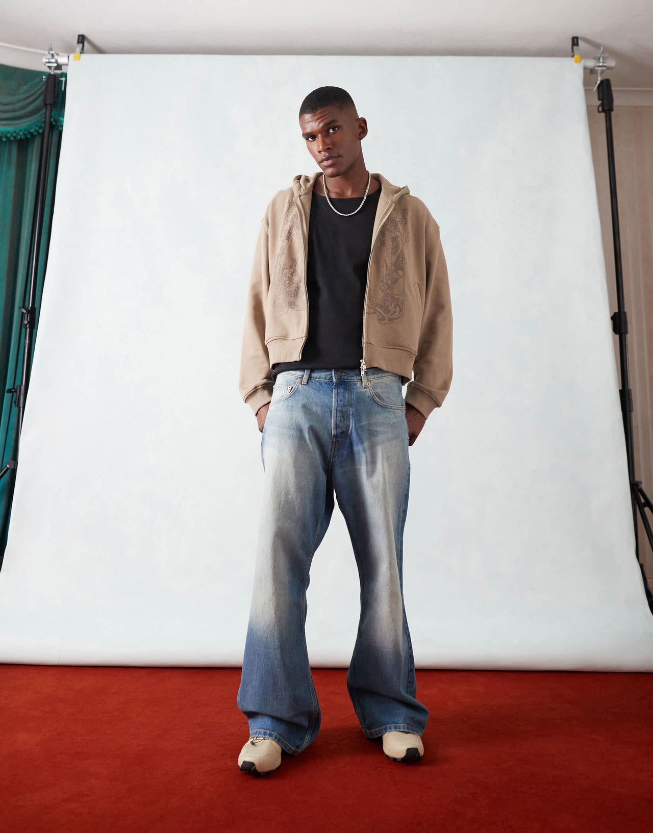 Weekday Time loose fit bootcut jeans in streaky blue wash