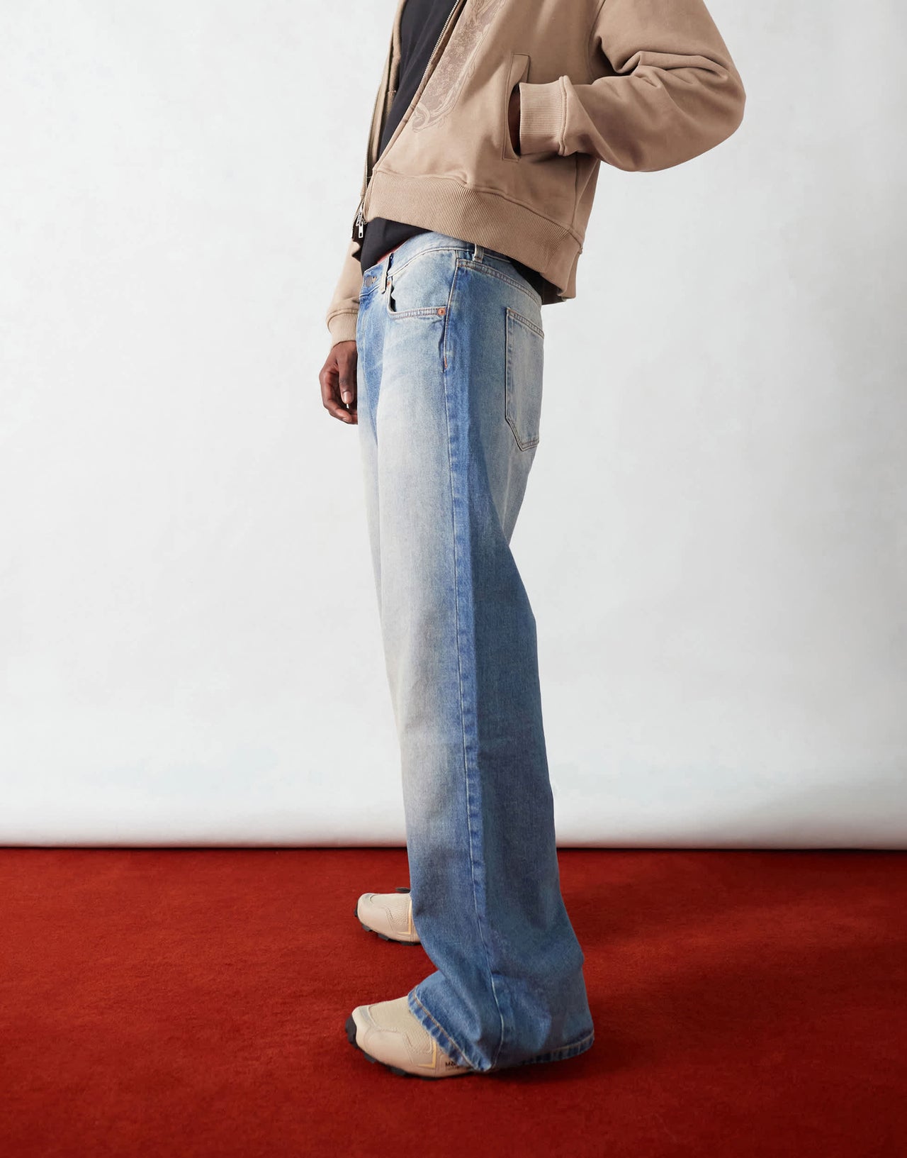 Weekday Time loose fit bootcut jeans in streaky blue wash