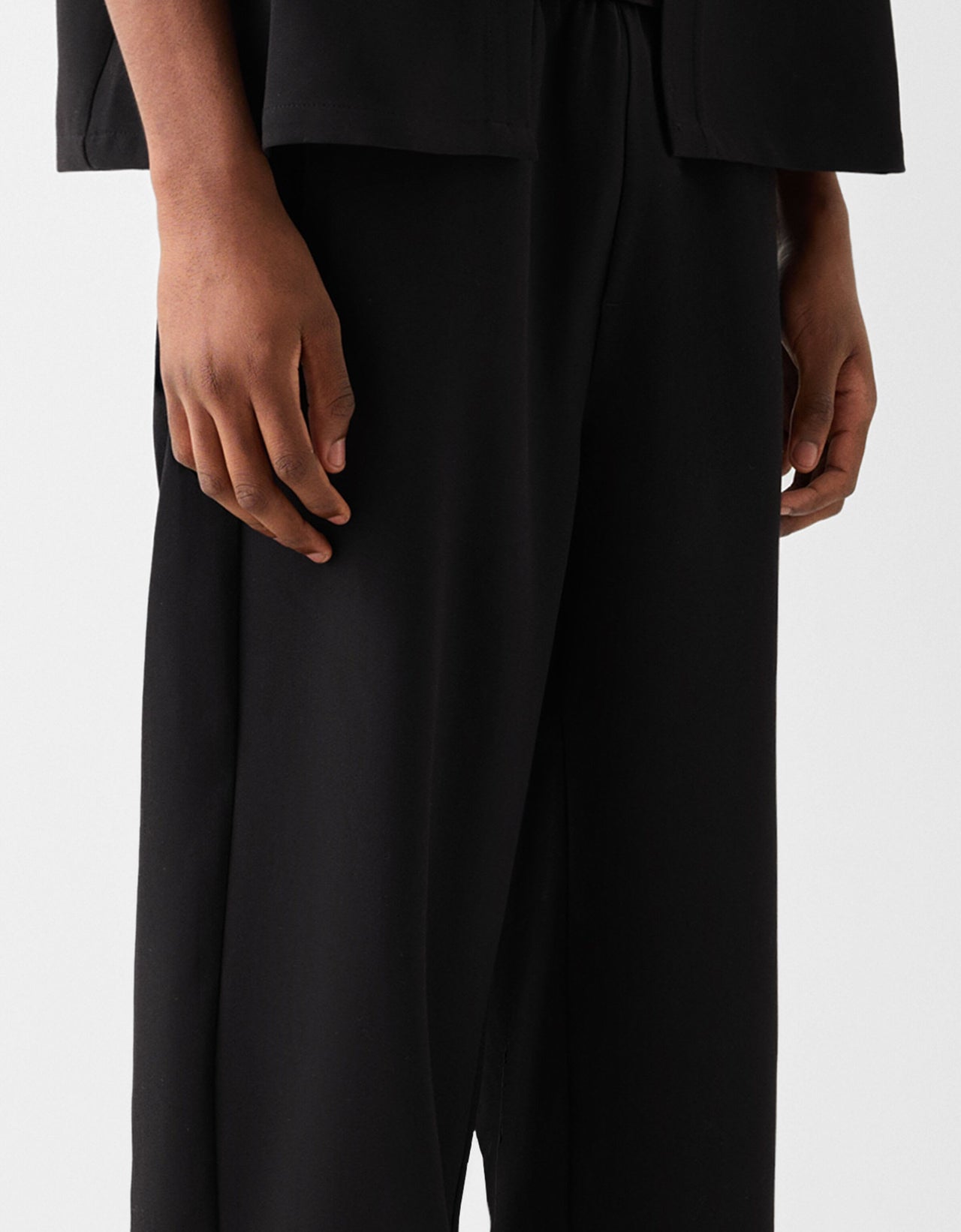 Bershka wide leg tailored trouser in black