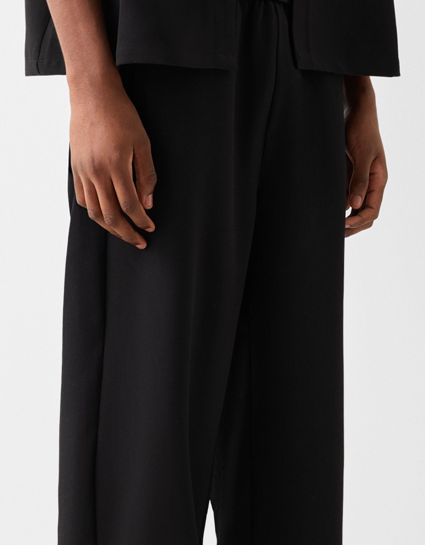 Bershka wide leg tailored trouser in black
