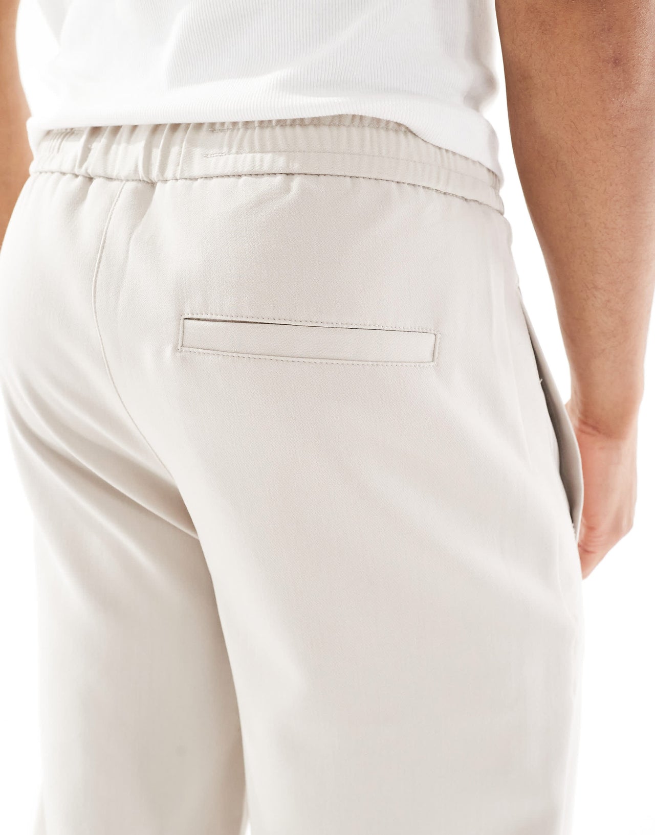 Bershka wide leg tailored trouser in beige