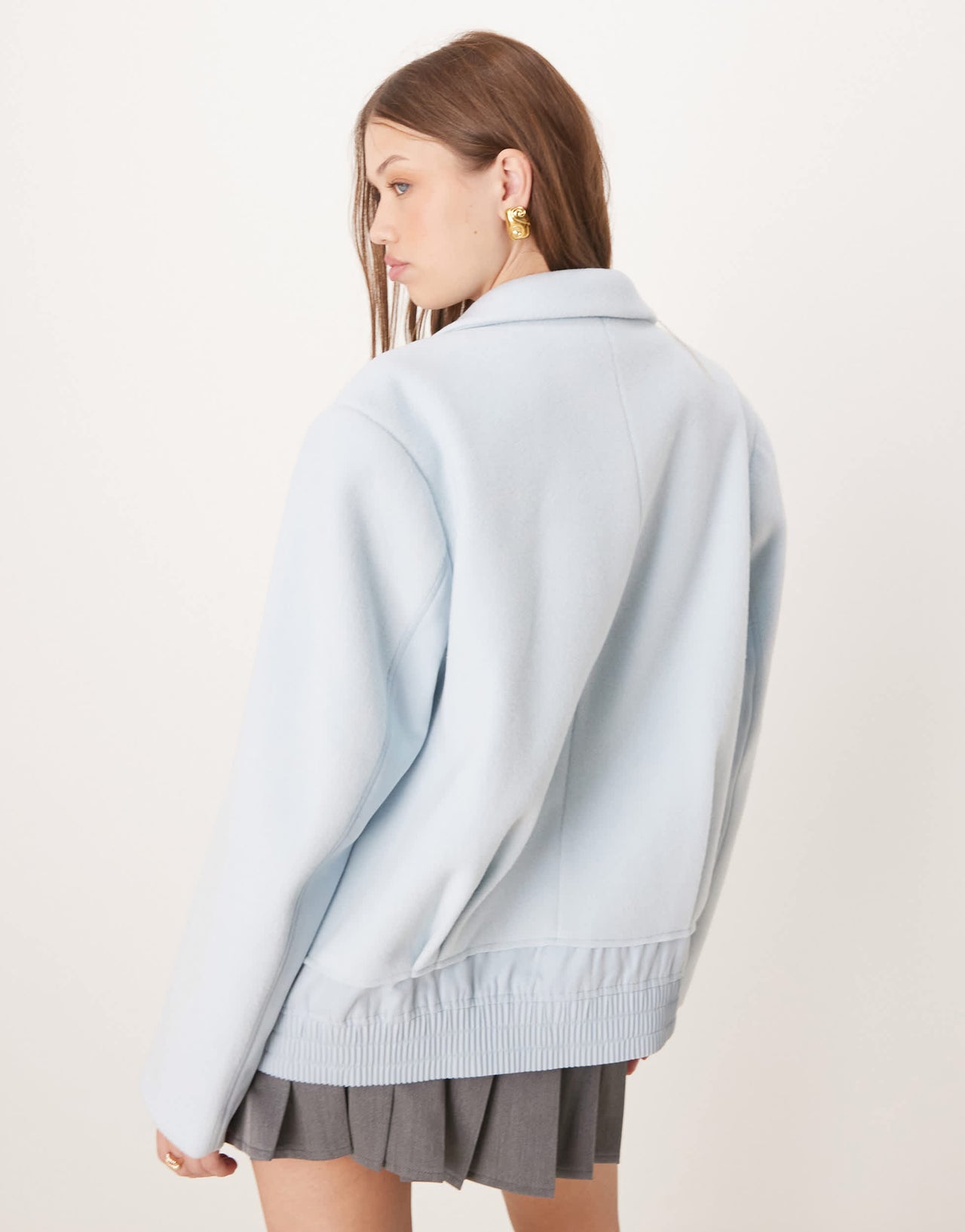 ASOS DESIGN spliced bomber hybrid jacket in blue