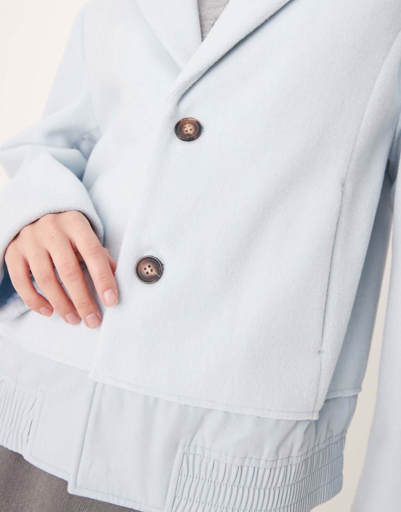 ASOS DESIGN spliced bomber hybrid jacket in blue