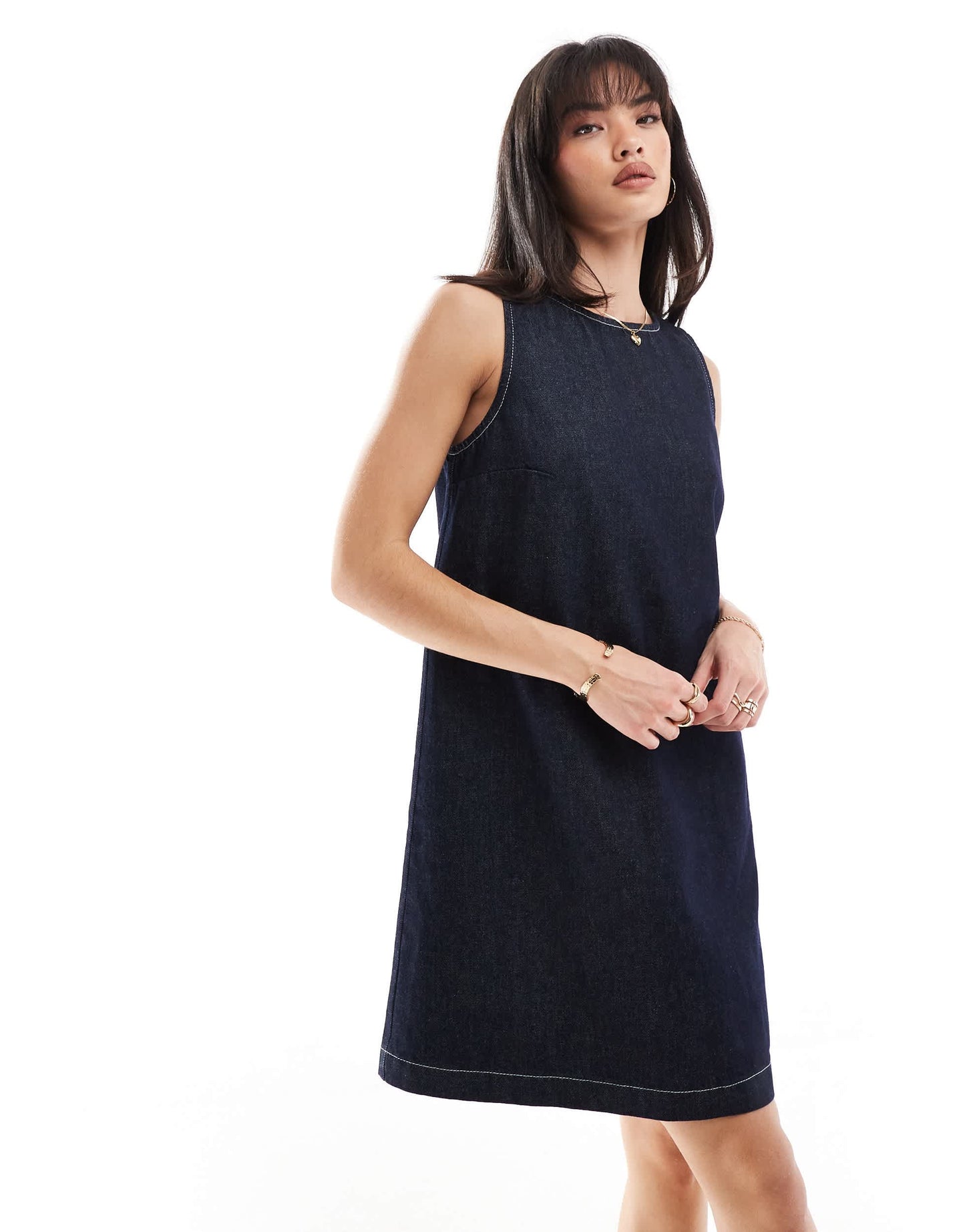 ASOS DESIGN denim tank mini dress in indigo