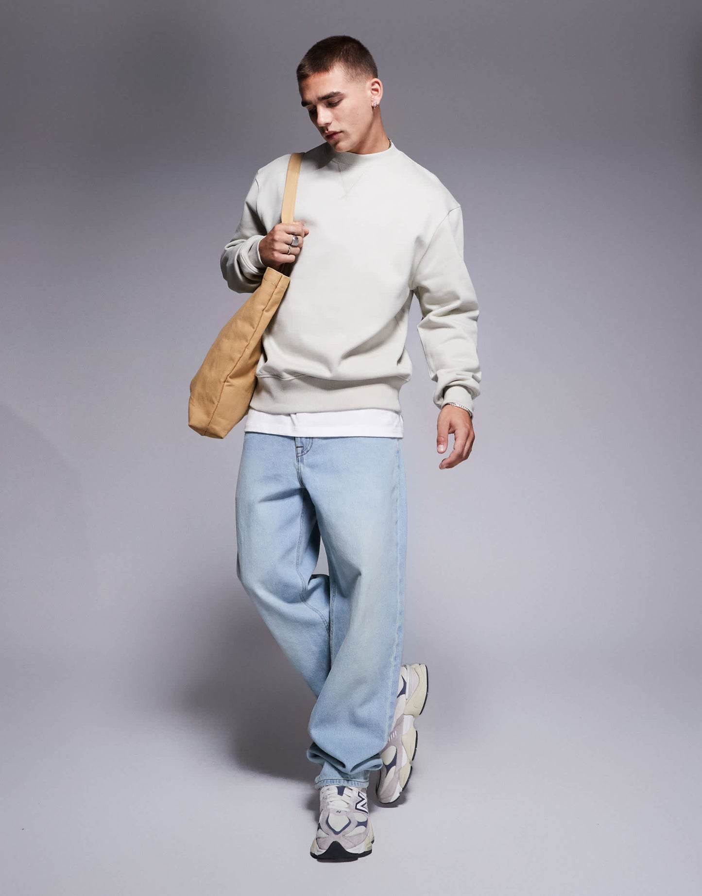 ASOS DESIGN premium heavyweight oversized sweatshirt 400gsm in beige