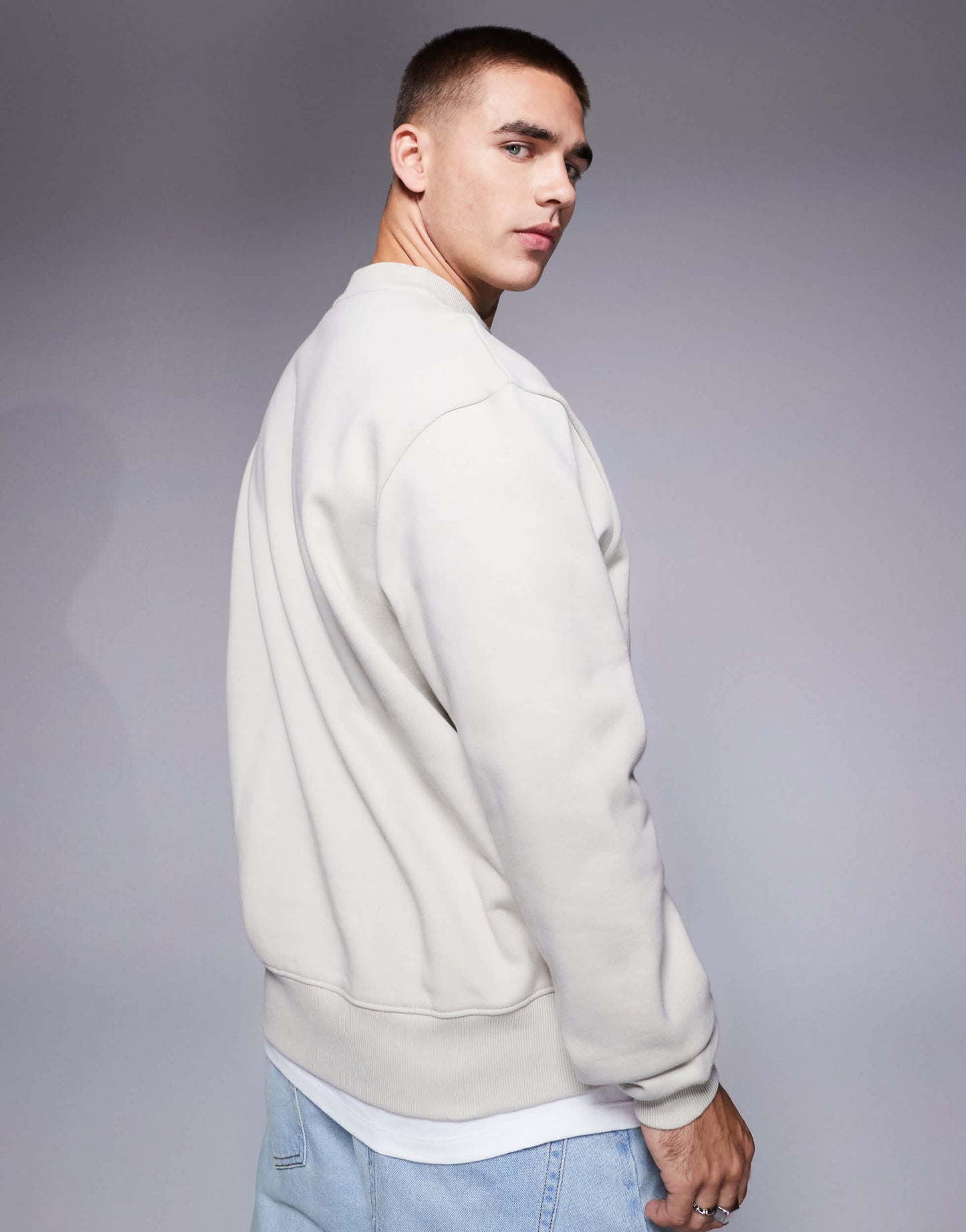 ASOS DESIGN premium heavyweight oversized sweatshirt 400gsm in beige