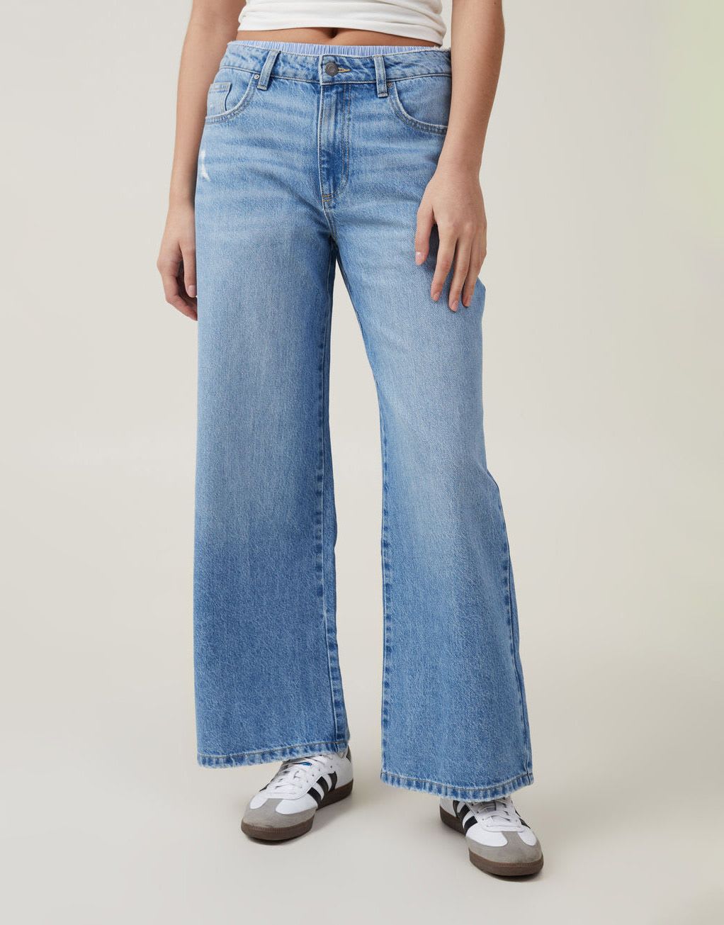 Cotton:On Relaxed wide jean in breeze blue worn