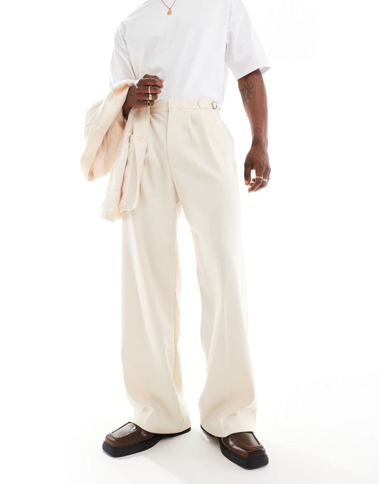Heathe Zik wide leg tailored trousers in cream co-ord