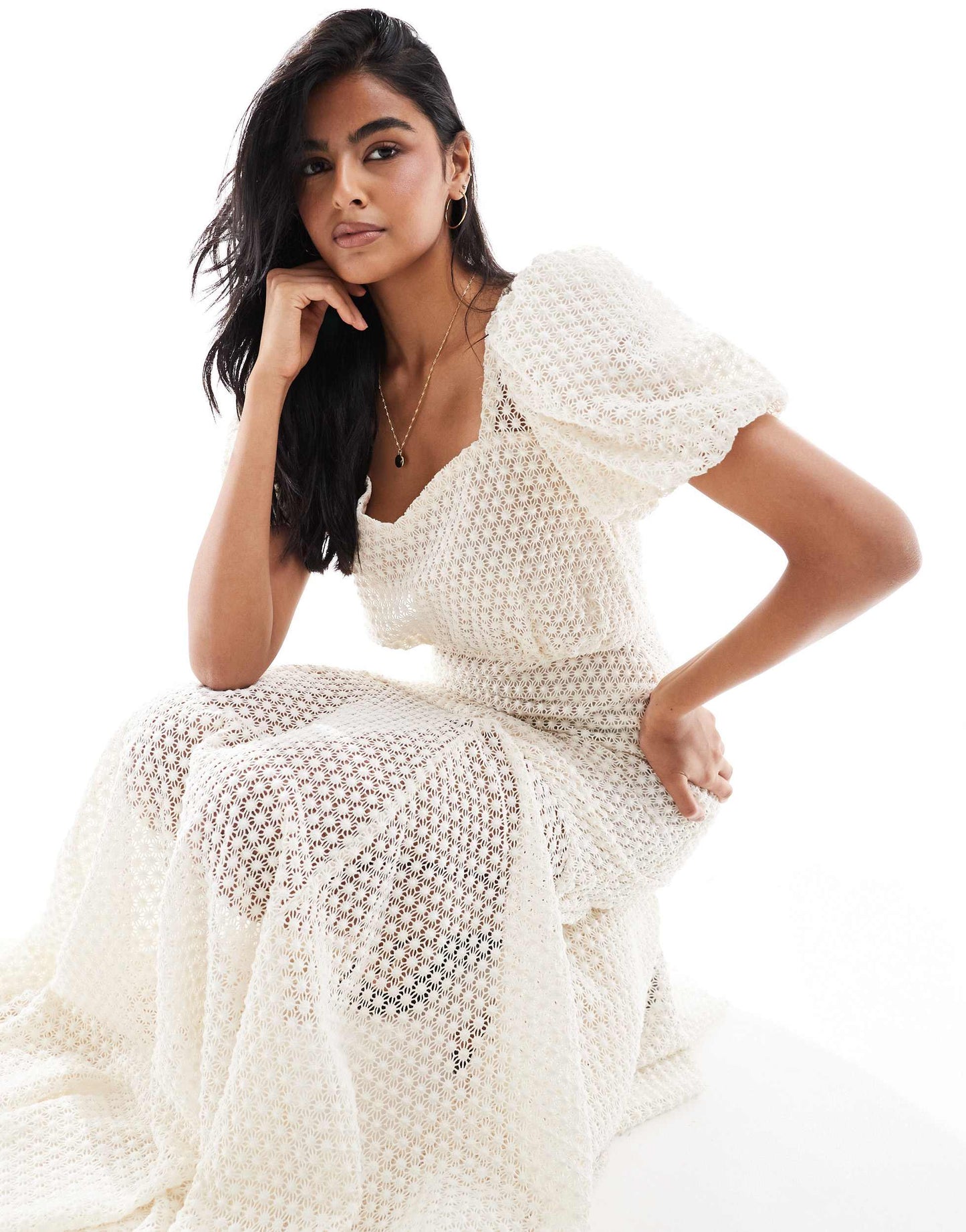 Heathe Delce lace maxi dress in white