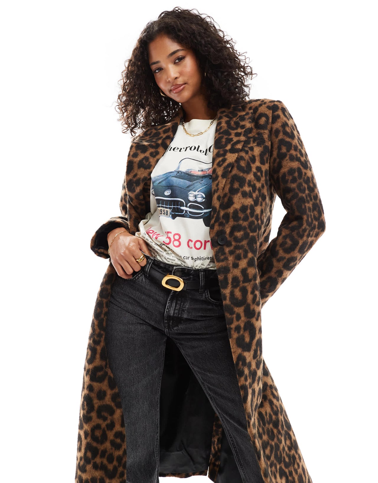 ASOS DESIGN longline duster jacket in brushed leopard print
