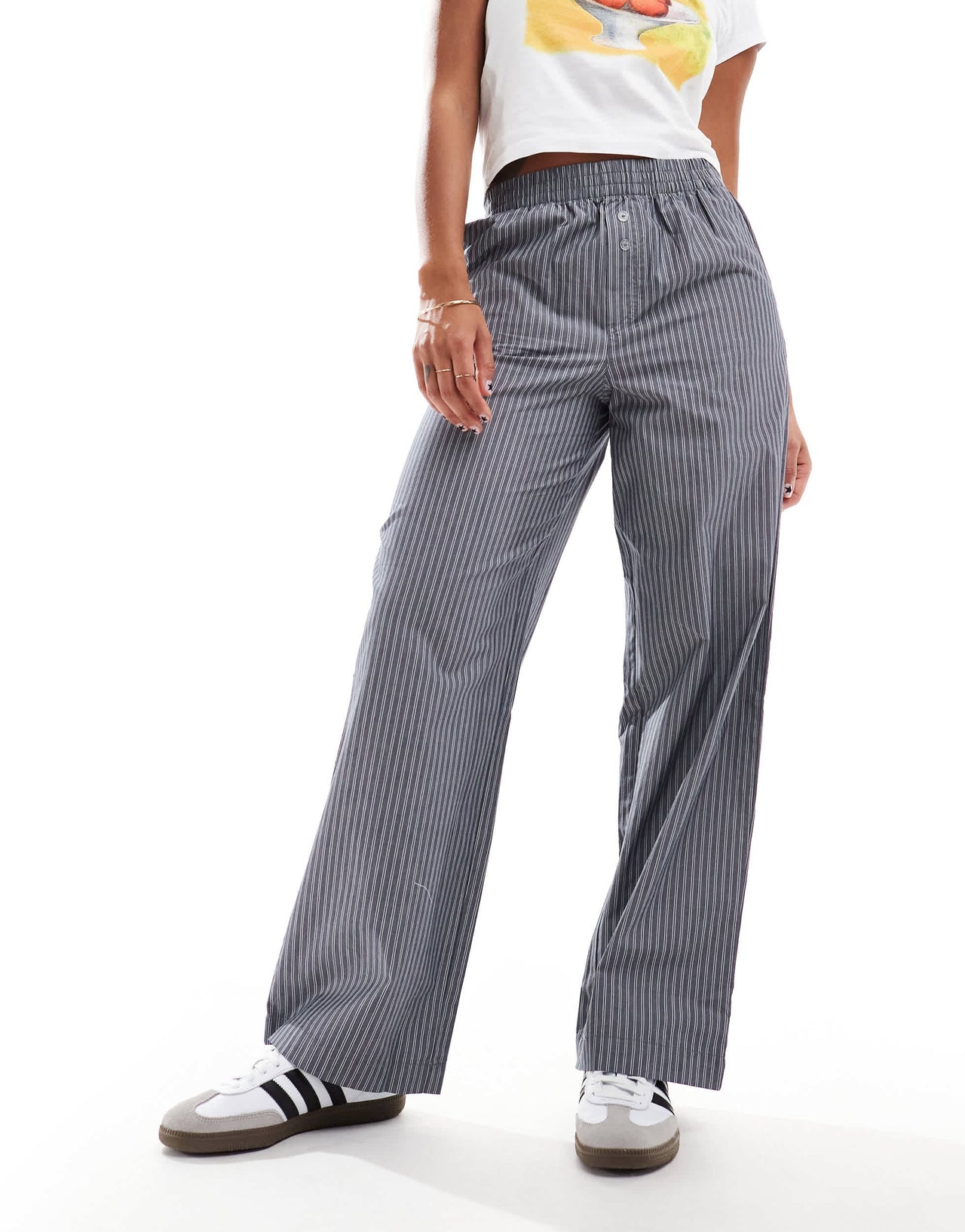 Cotton On noah straight leg trousers in blue stripe
