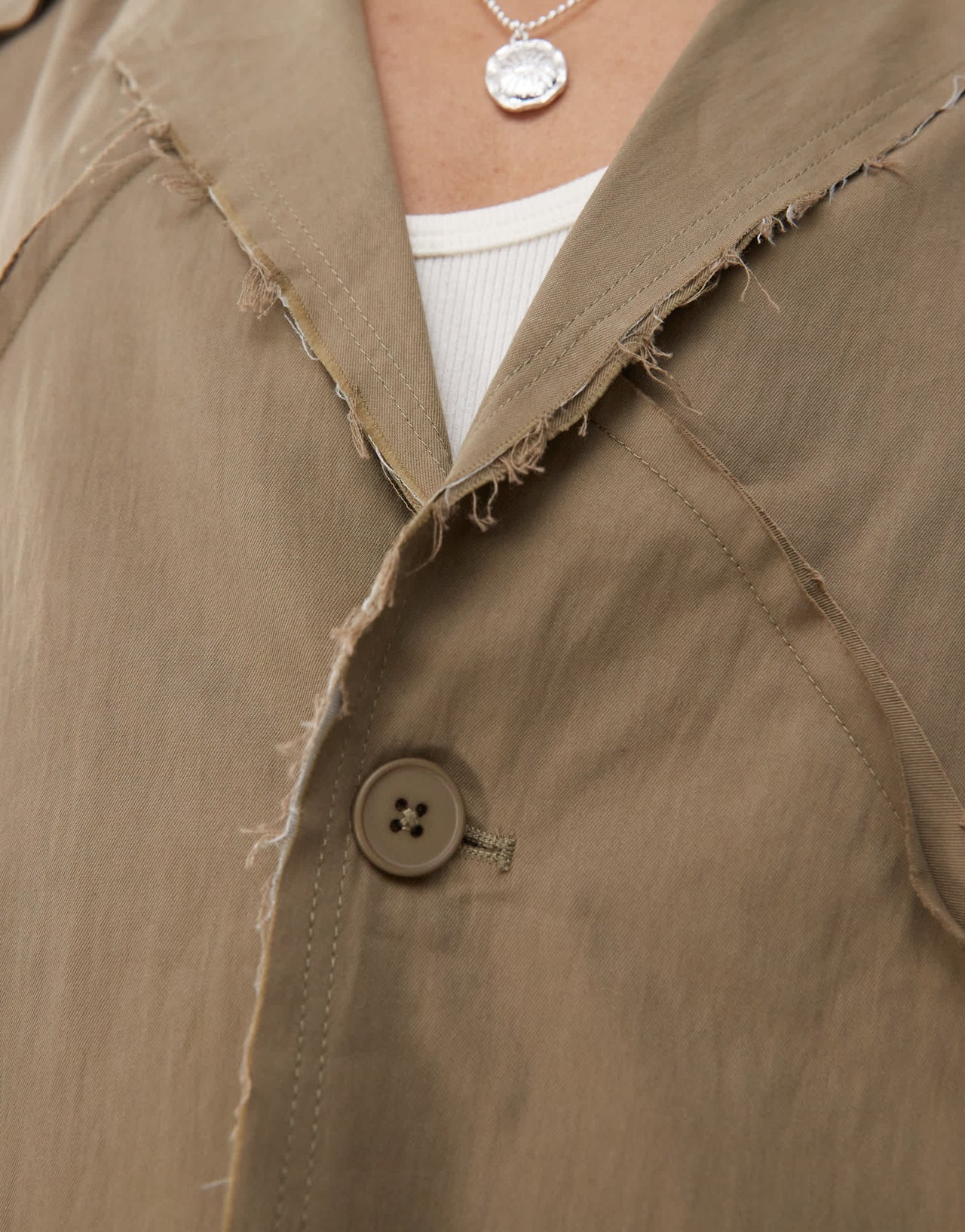 Reclaimed Vintage frayed suit blazer in beige