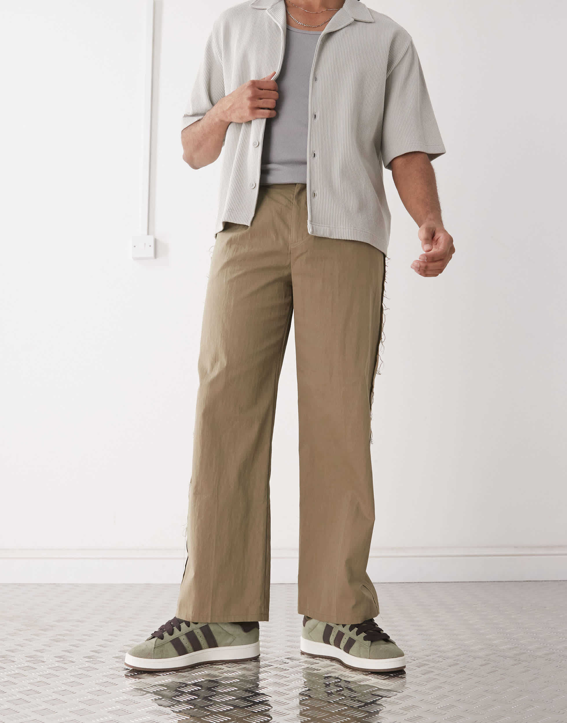 Reclaimed Vintage frayed trouser in beige