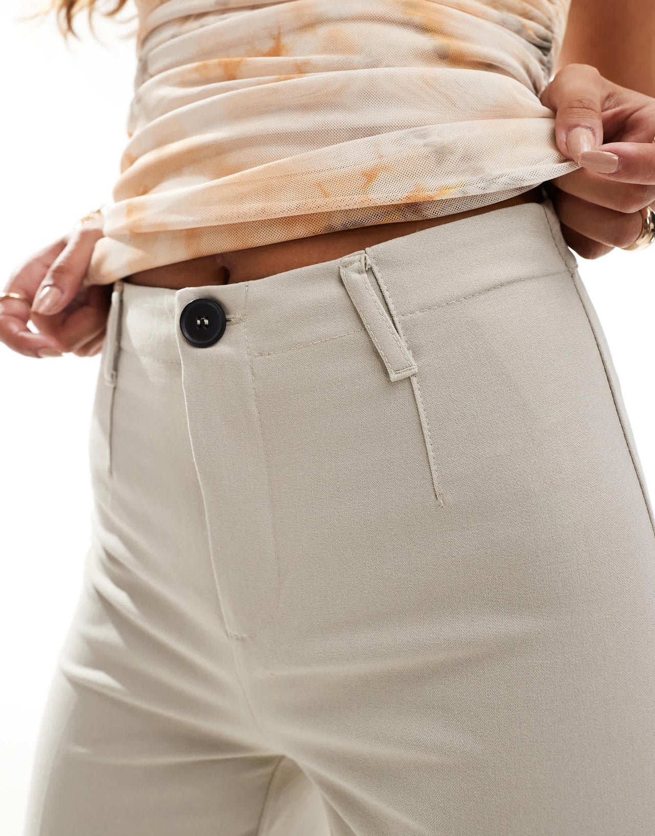 Bershka tailored trousers in stone