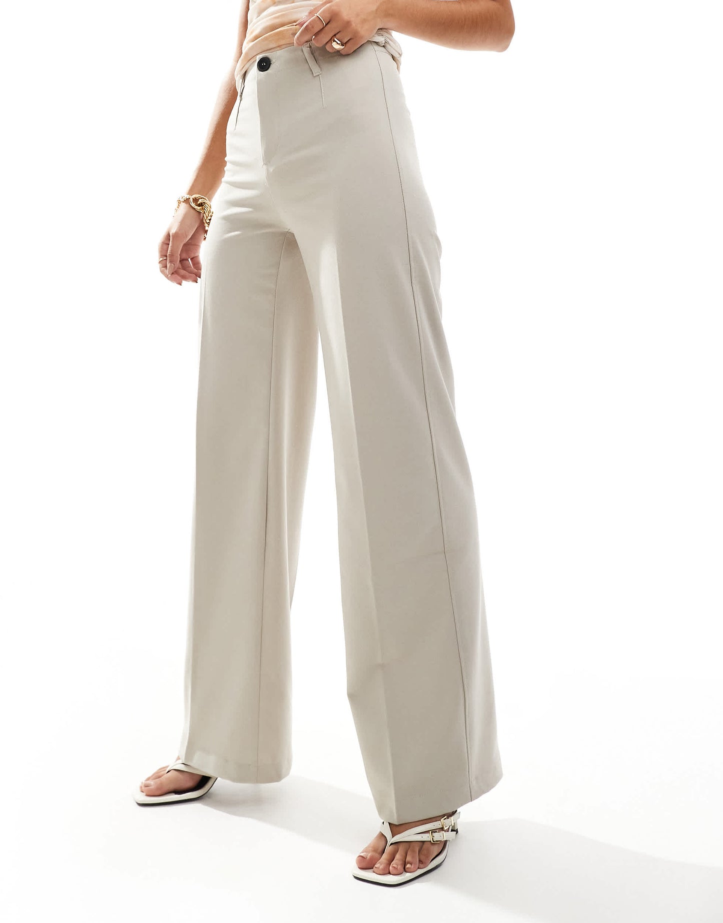 Bershka tailored trousers in stone