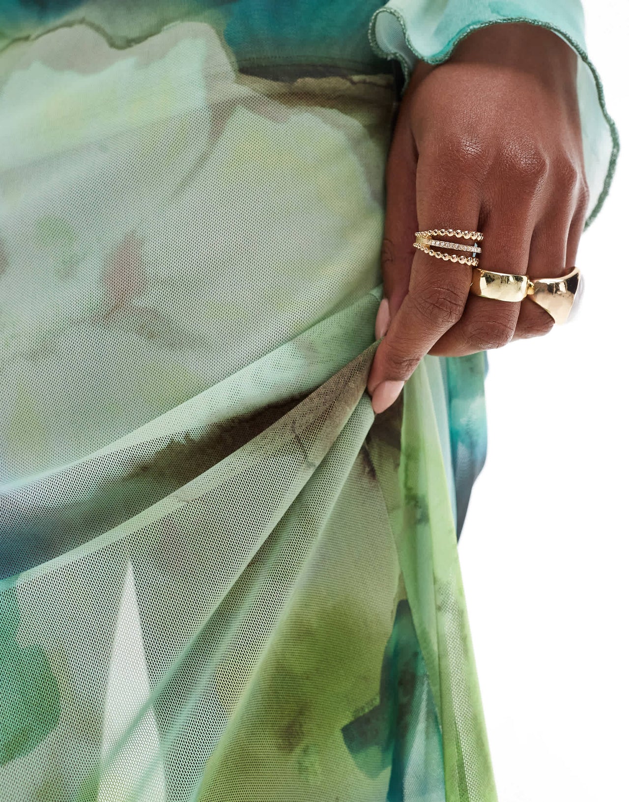 ASOS DESIGN co-ord mesh maxi skirt in blurred floral