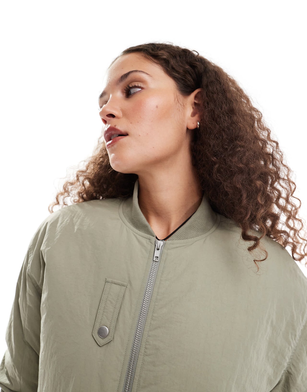 Emory Park nylon zip through bomber jacket in khaki