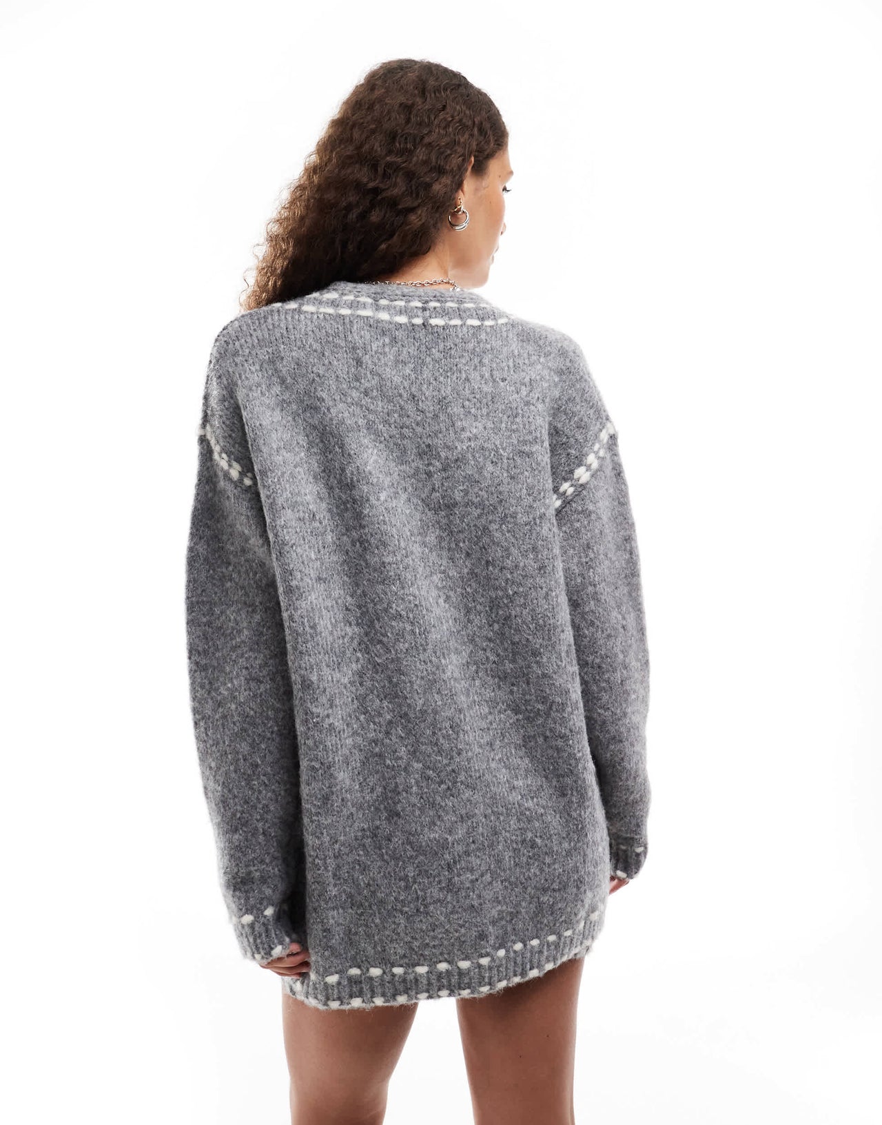 Emory Park longline stitch detail cardigan co-ord in grey