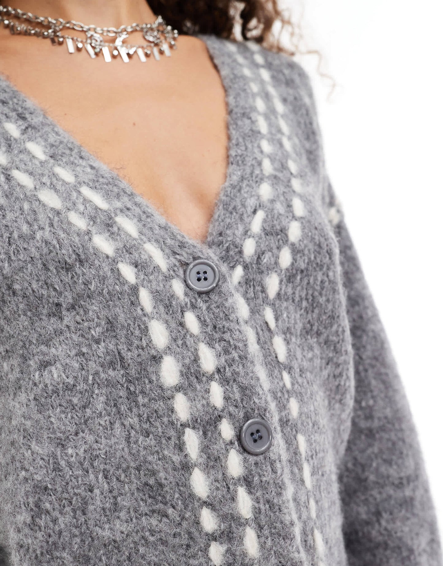 Emory Park longline stitch detail cardigan co-ord in grey