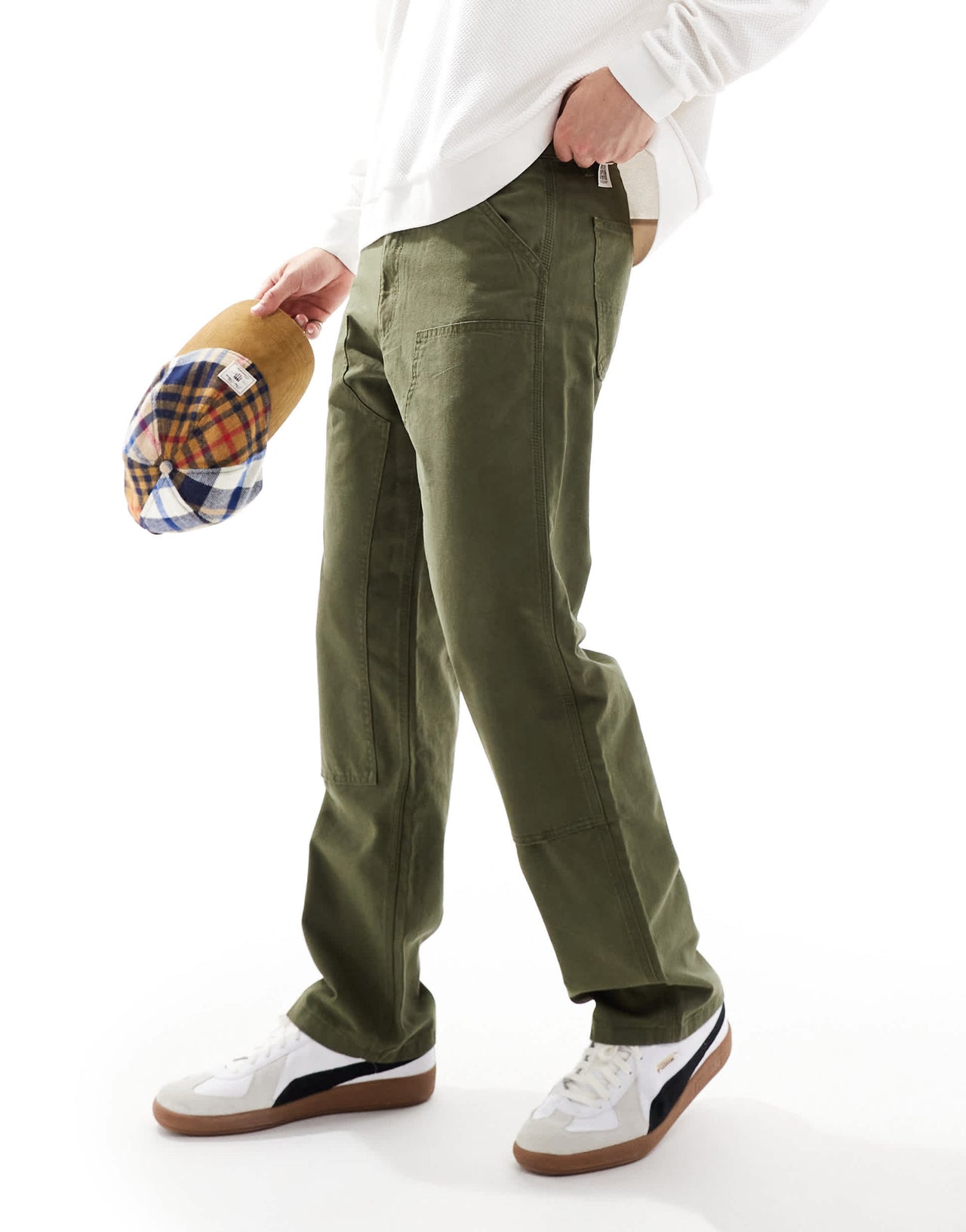 Jack & Jones loose fit painter trouser in khaki