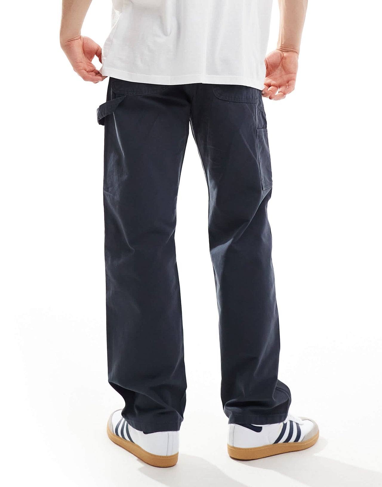 Jack & Jones loose fit carpenter trouser in washed navy