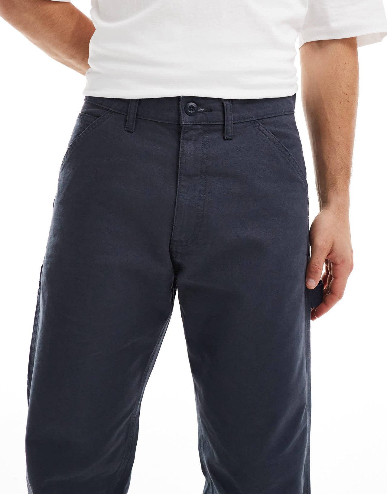 Jack & Jones loose fit carpenter trouser in washed navy