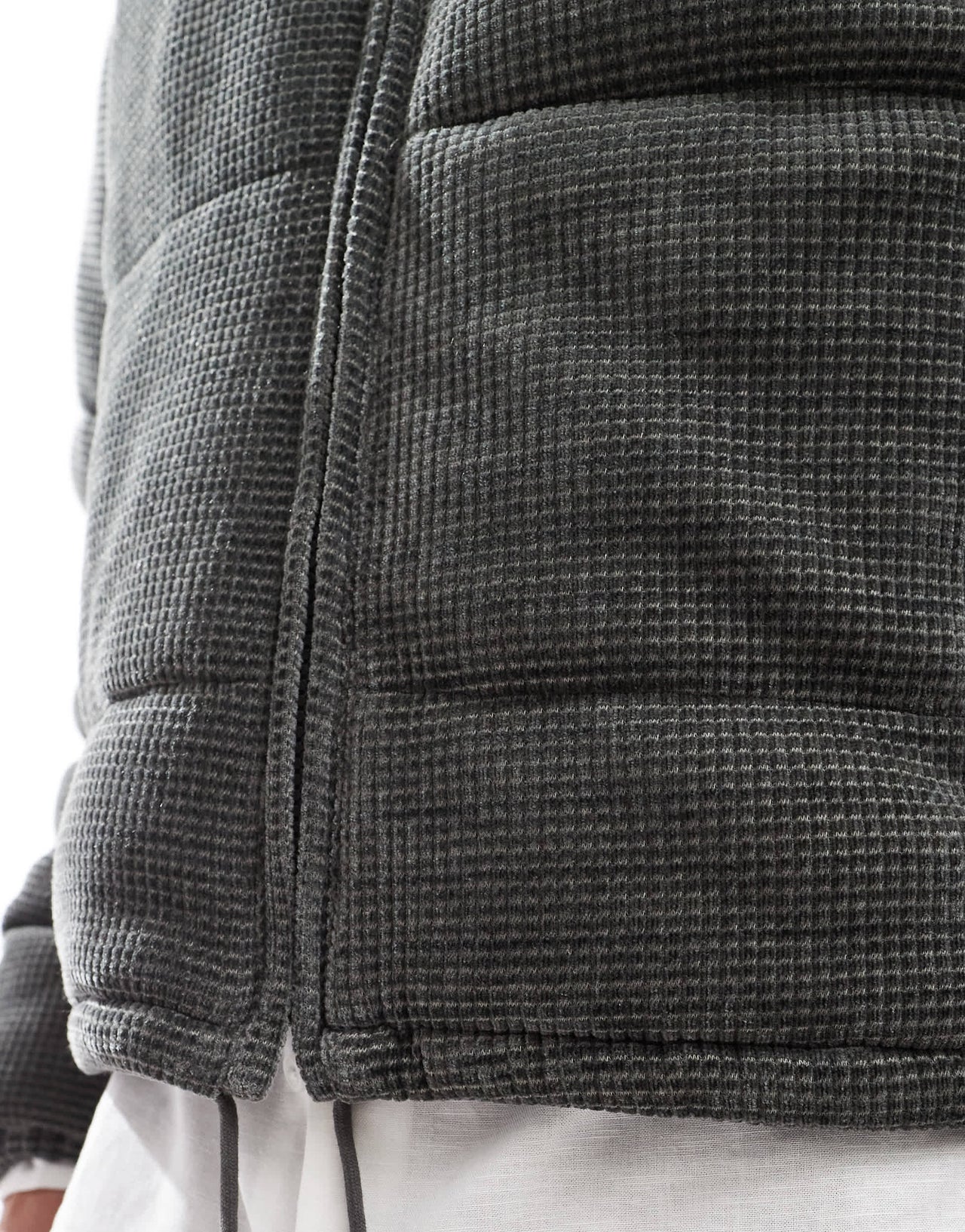 ASOS DESIGN cropped waffle cord puffer jacket in grey