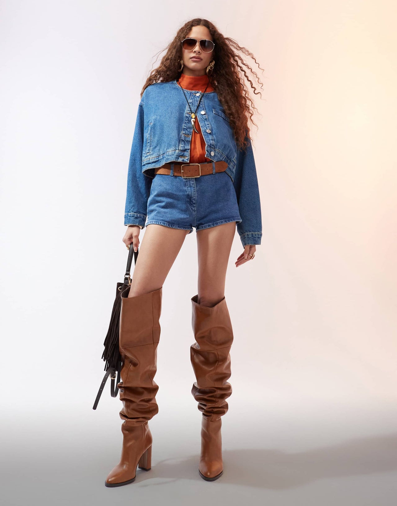 ASOS DESIGN Kiki premium heeled leather over the knee boots in tan