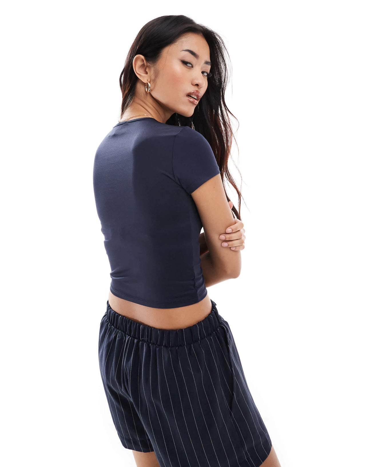 Stradivarius STR polyamide t-shirt in navy