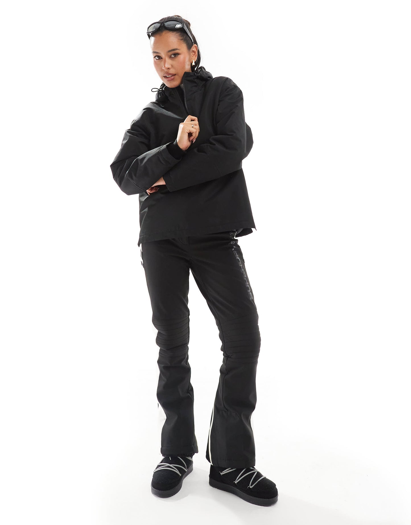 Threadbare Ski overhead quarter zip jacket in black