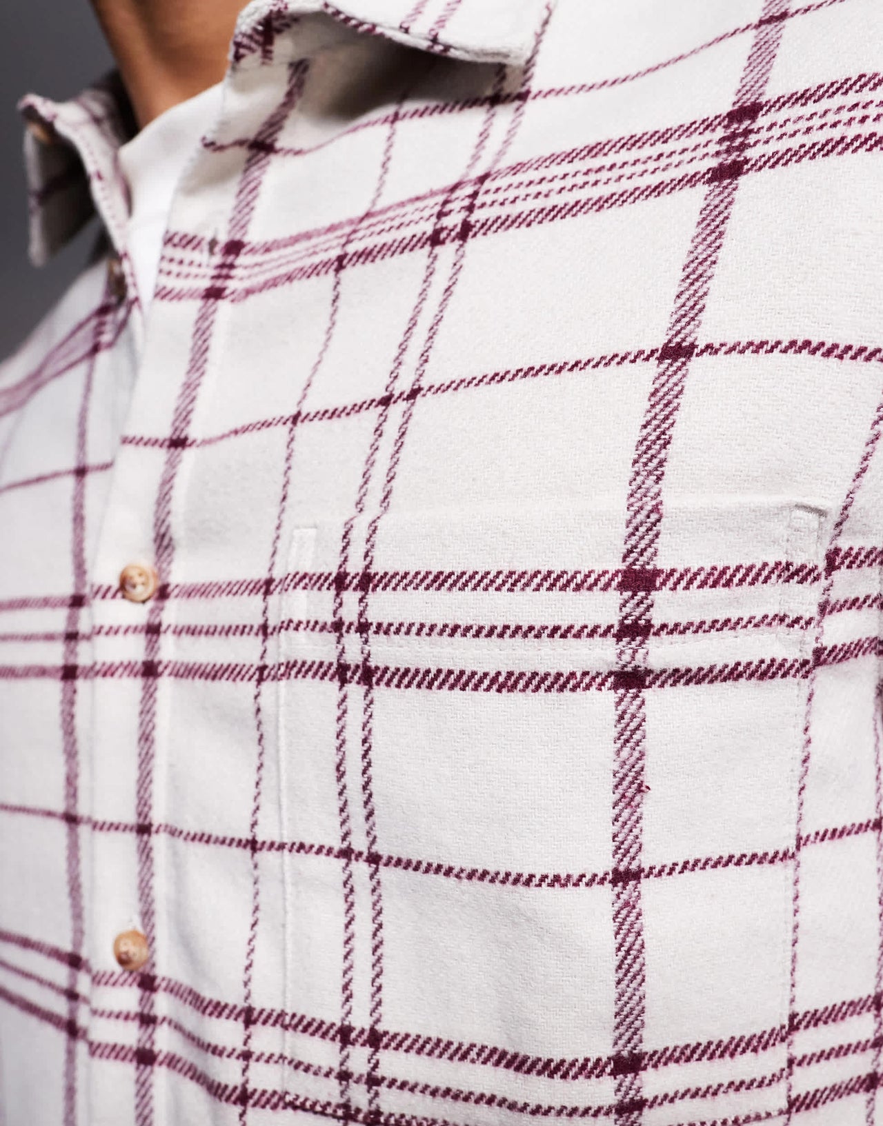 ASOS DESIGN boxy brushed flannel regular shirt in cream and red heavyweight check