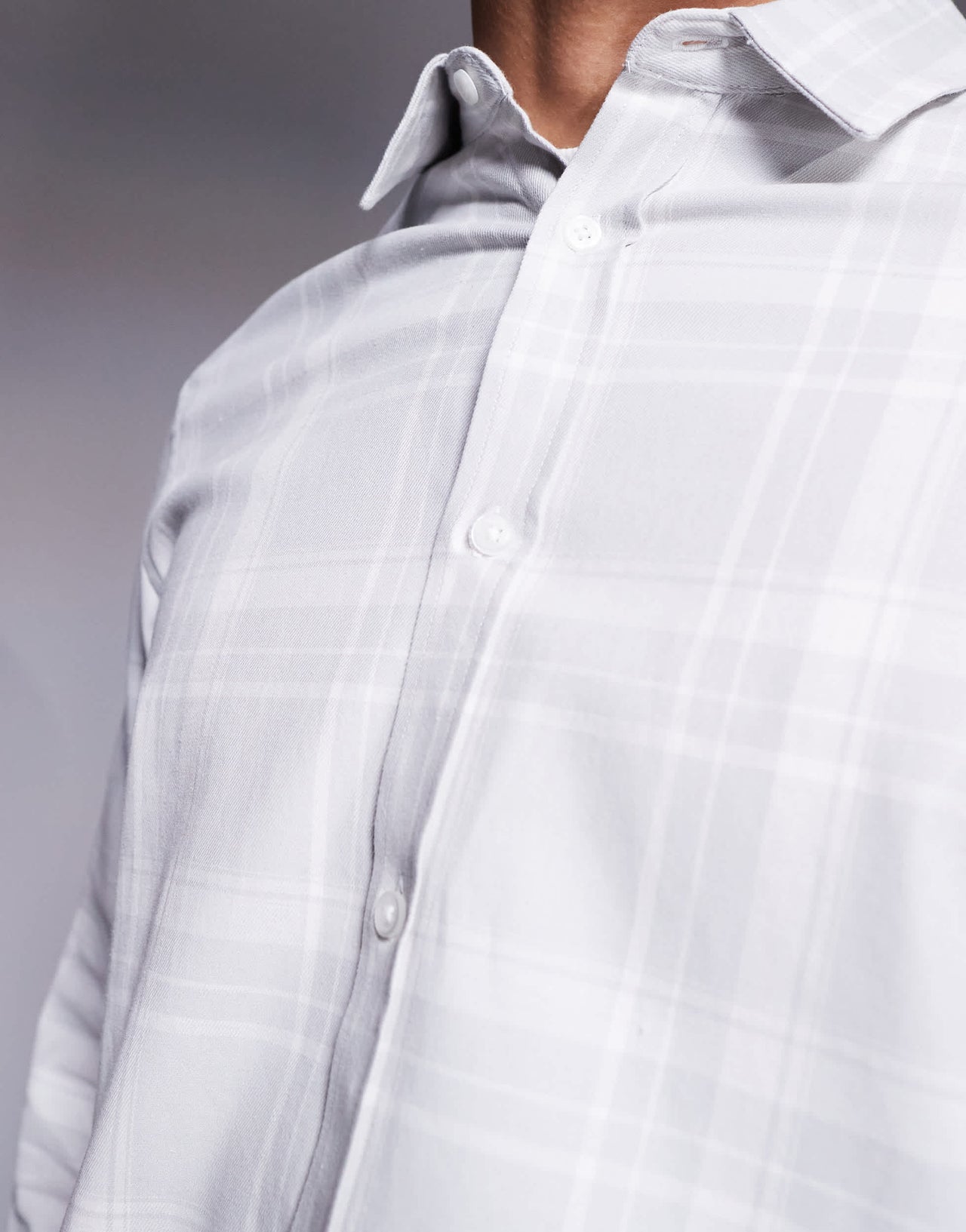 ASOS DESIGN boxy regular shirt in grey check