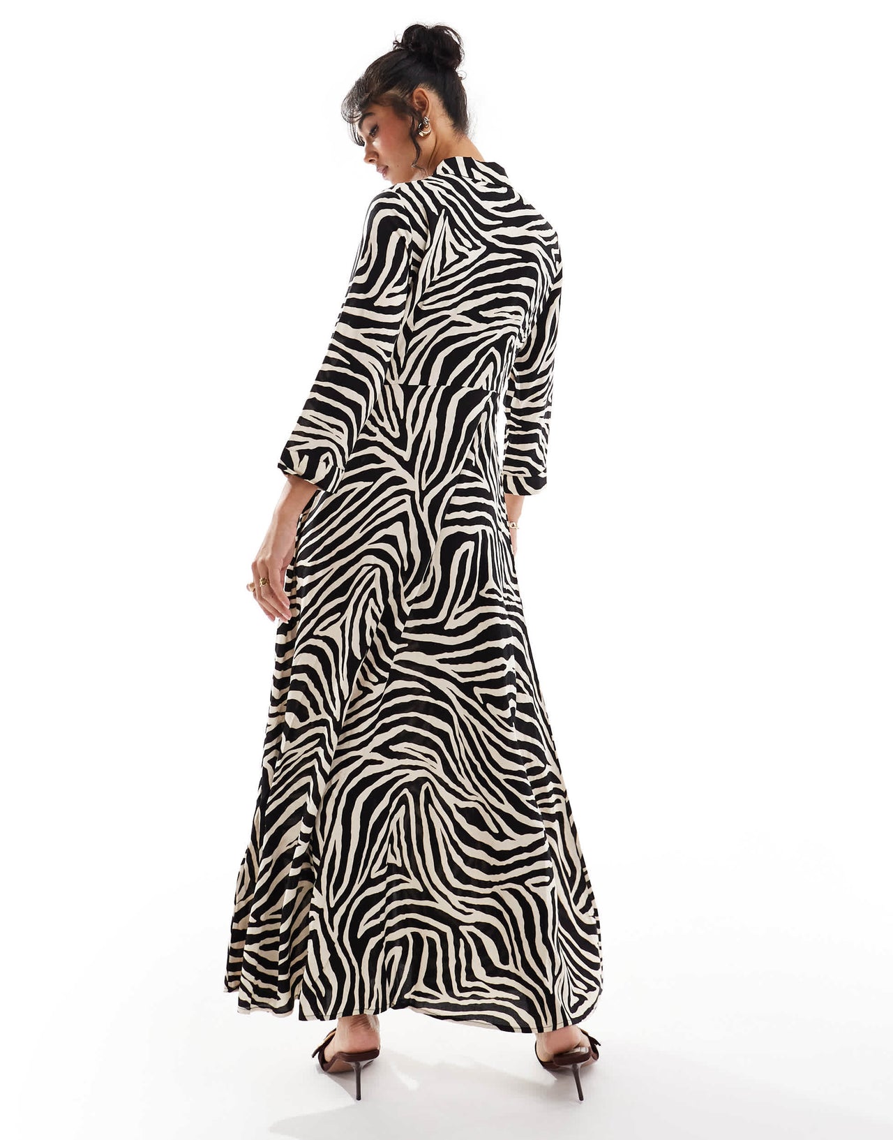 YAS maxi shirt dress in zebra print - MULTI