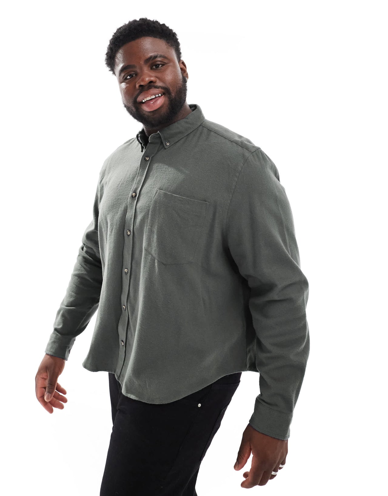 ASOS DESIGN relaxed boxy fit brushed oxford shirt in green