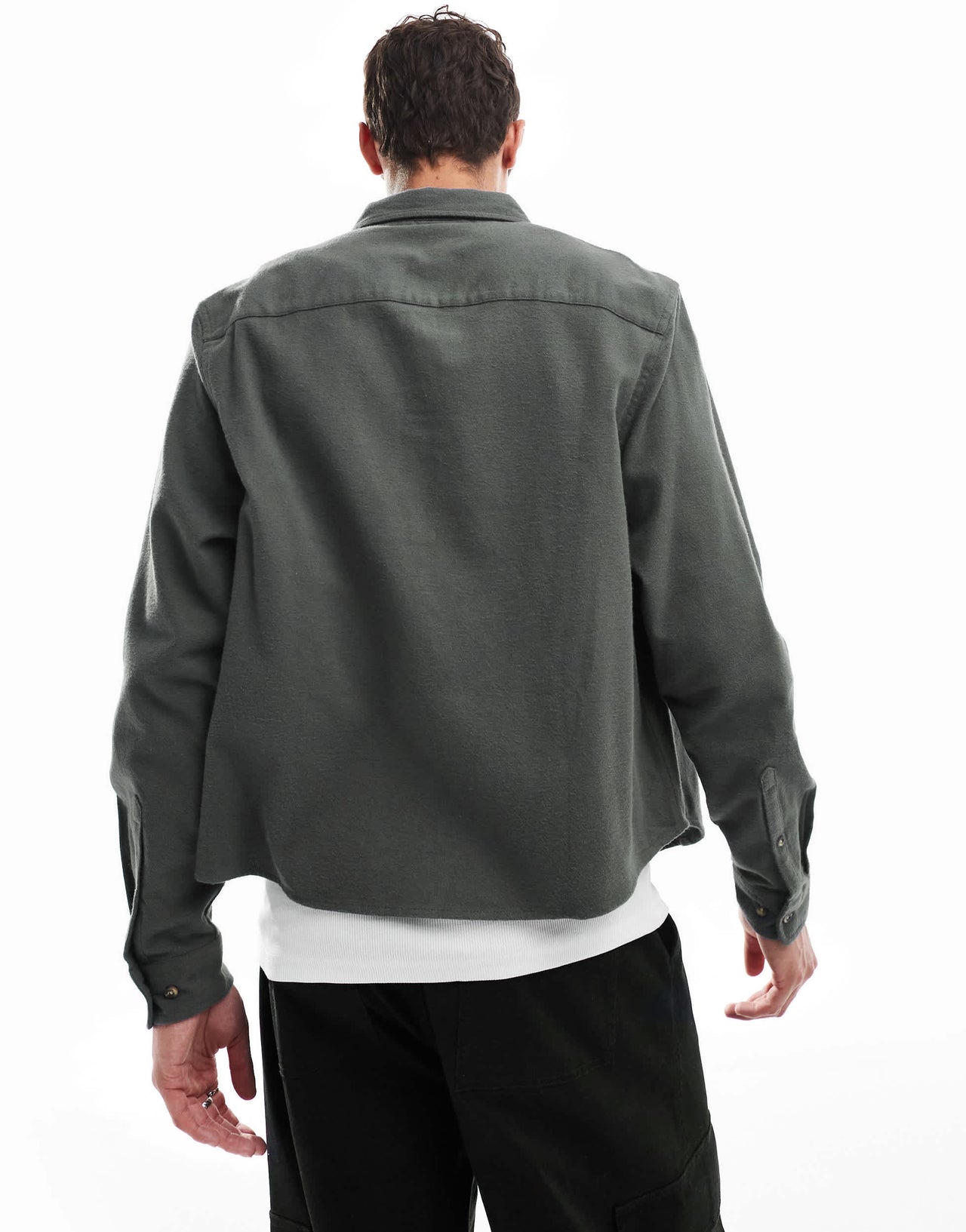 ASOS DESIGN relaxed boxy fit brushed oxford shirt in green