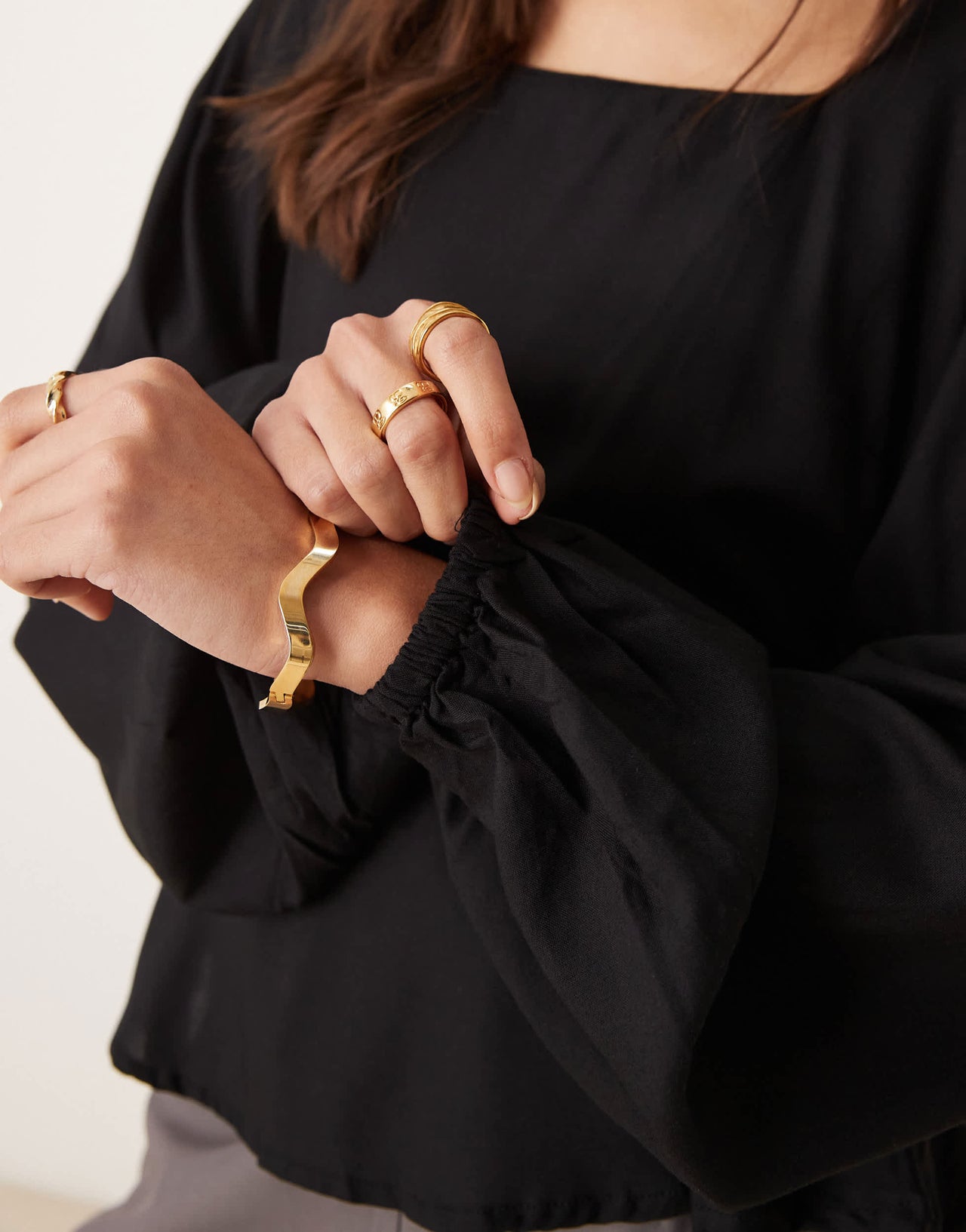 ASOS DESIGN volume puff sleeve smock top with in black