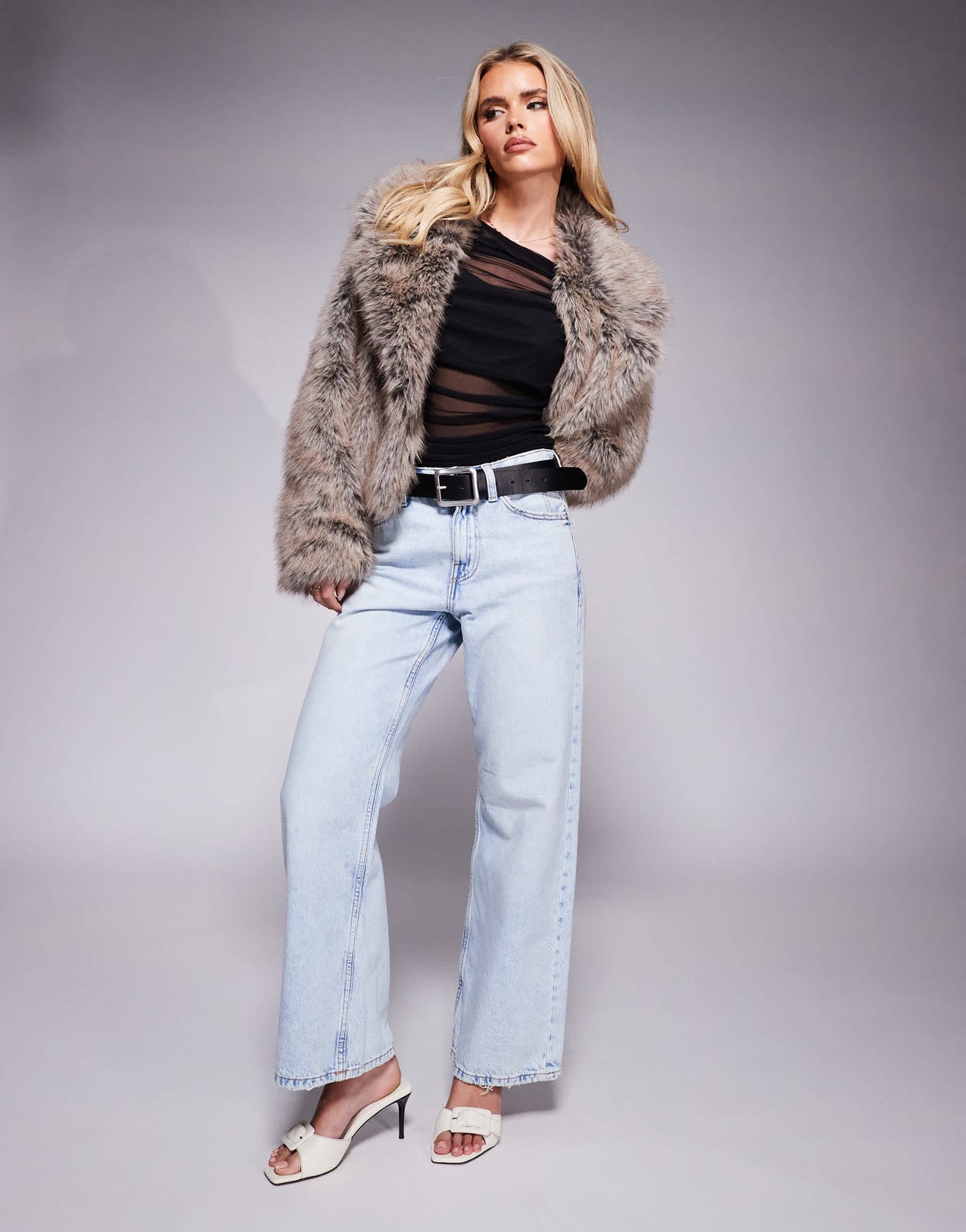 River Island Petite straight jean in lightwash blue