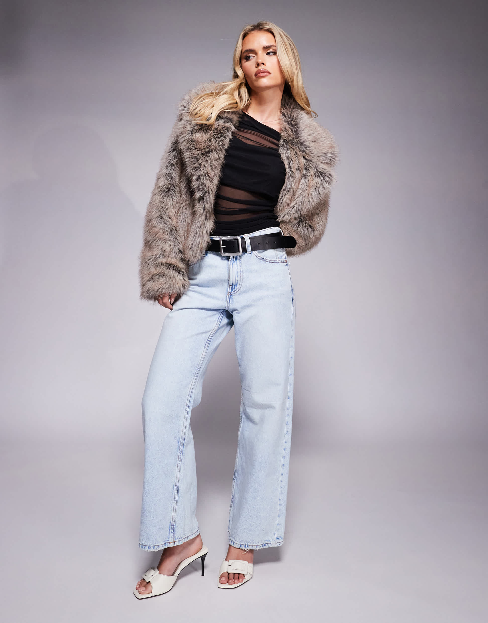 River Island Petite straight jean in lightwash blue