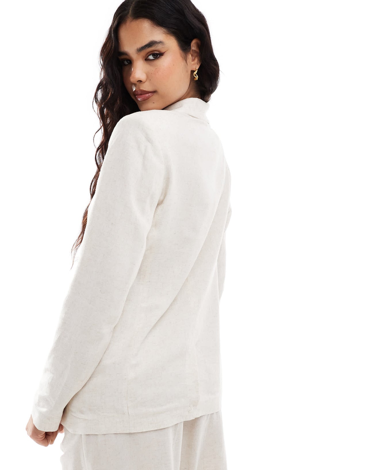 Pull&Bear oversized rustic linen blazer co-ord in ecru