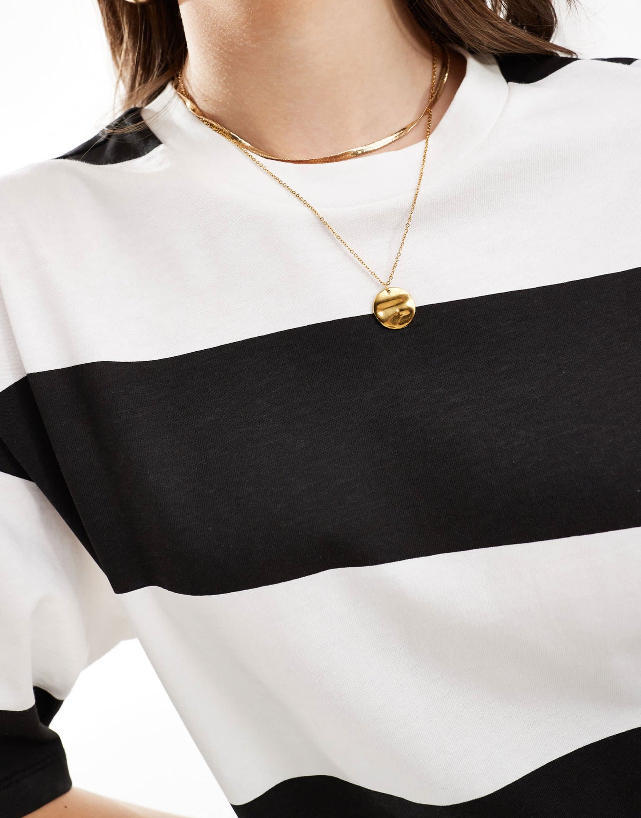 ASOS DESIGN oversized mini t-shirt dress in white and black stripe