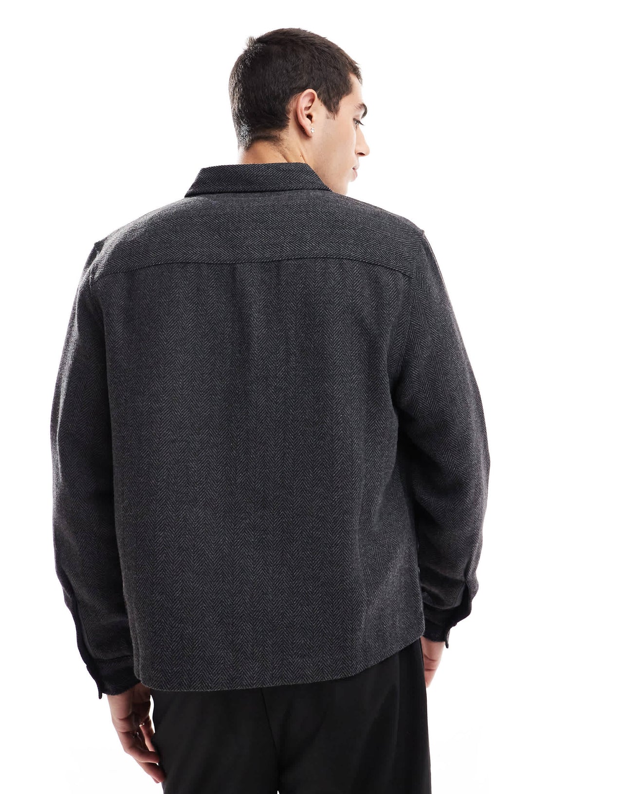 ASOS DESIGN boxy overshirt in charcoal wool look