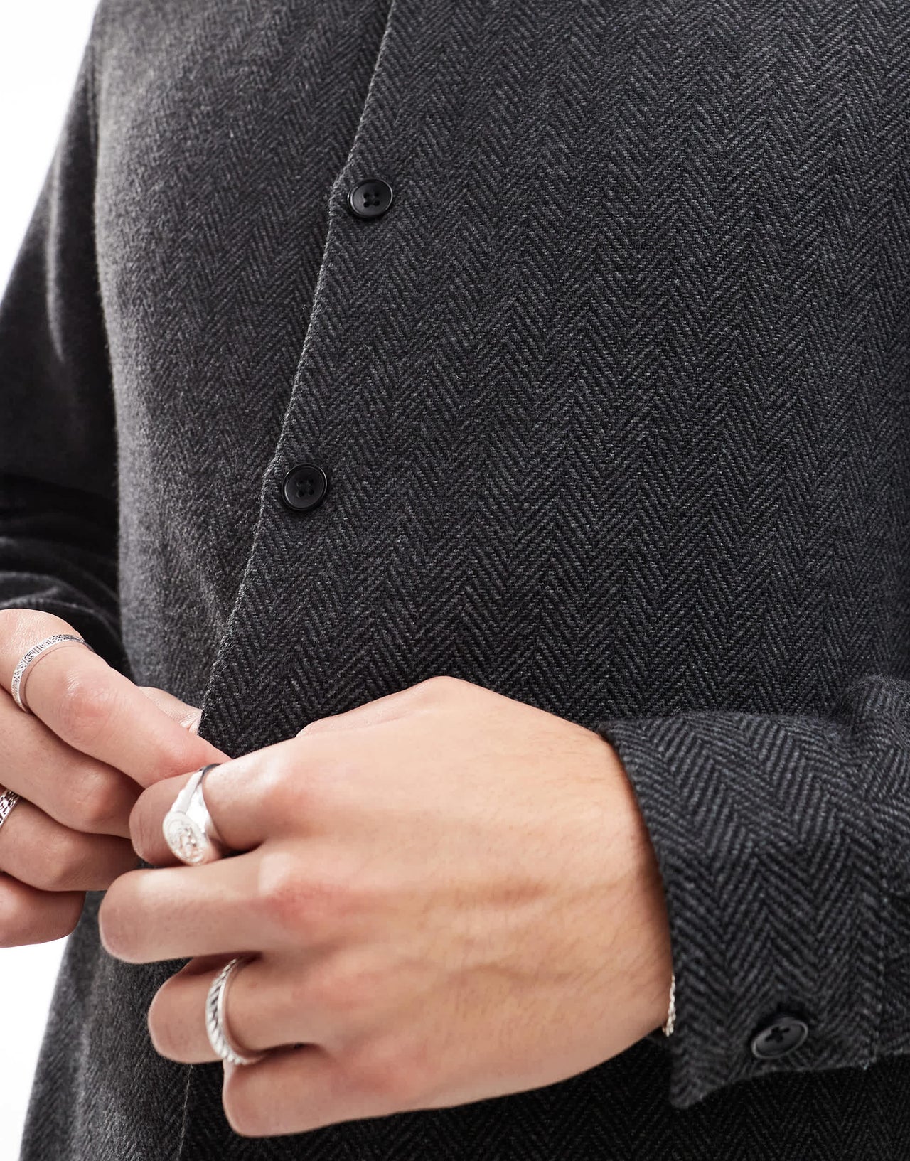 ASOS DESIGN boxy overshirt in charcoal wool look