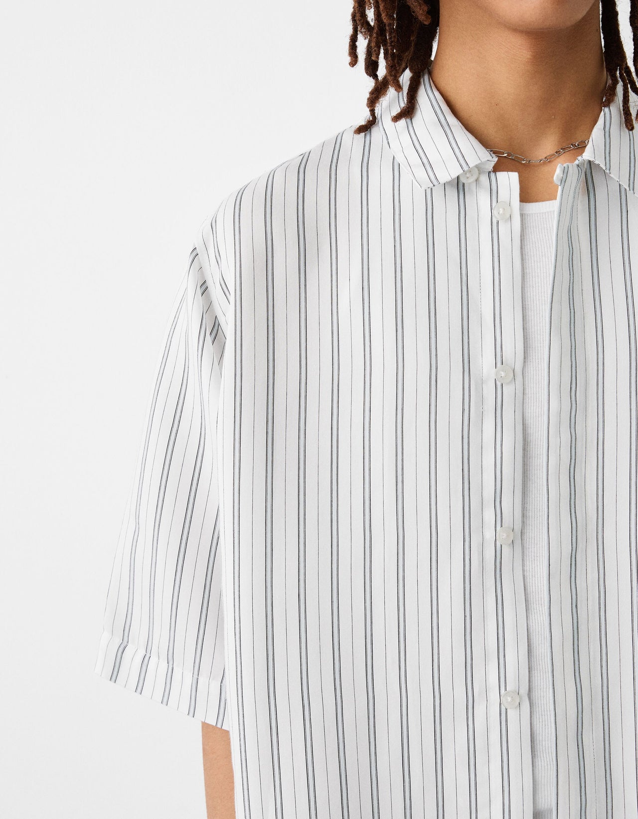 Bershka Collection striped shirt in white