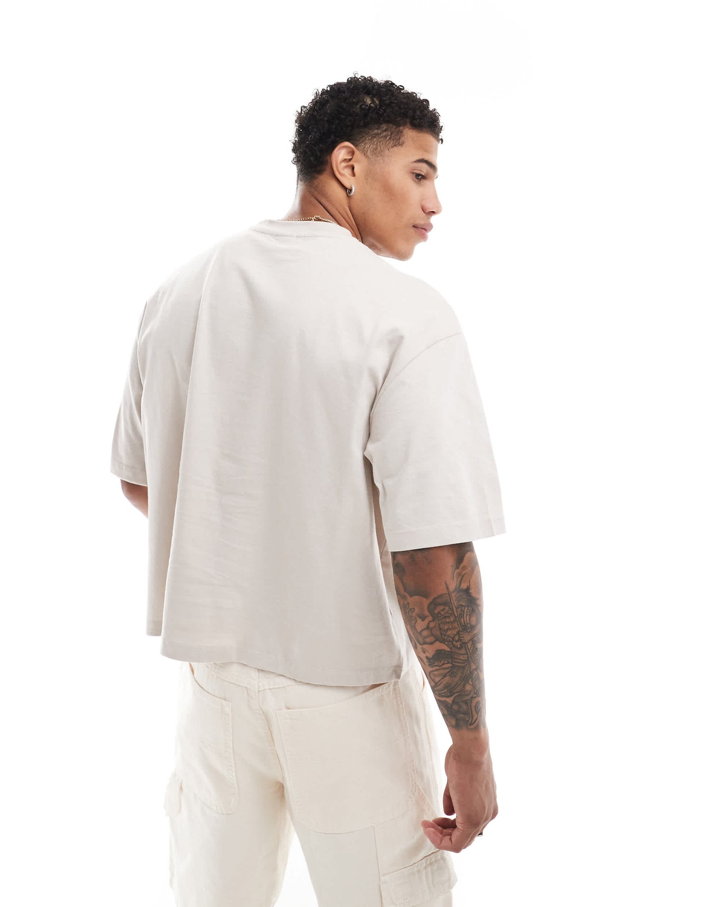 Bershka boxy fit t-shirt in beige