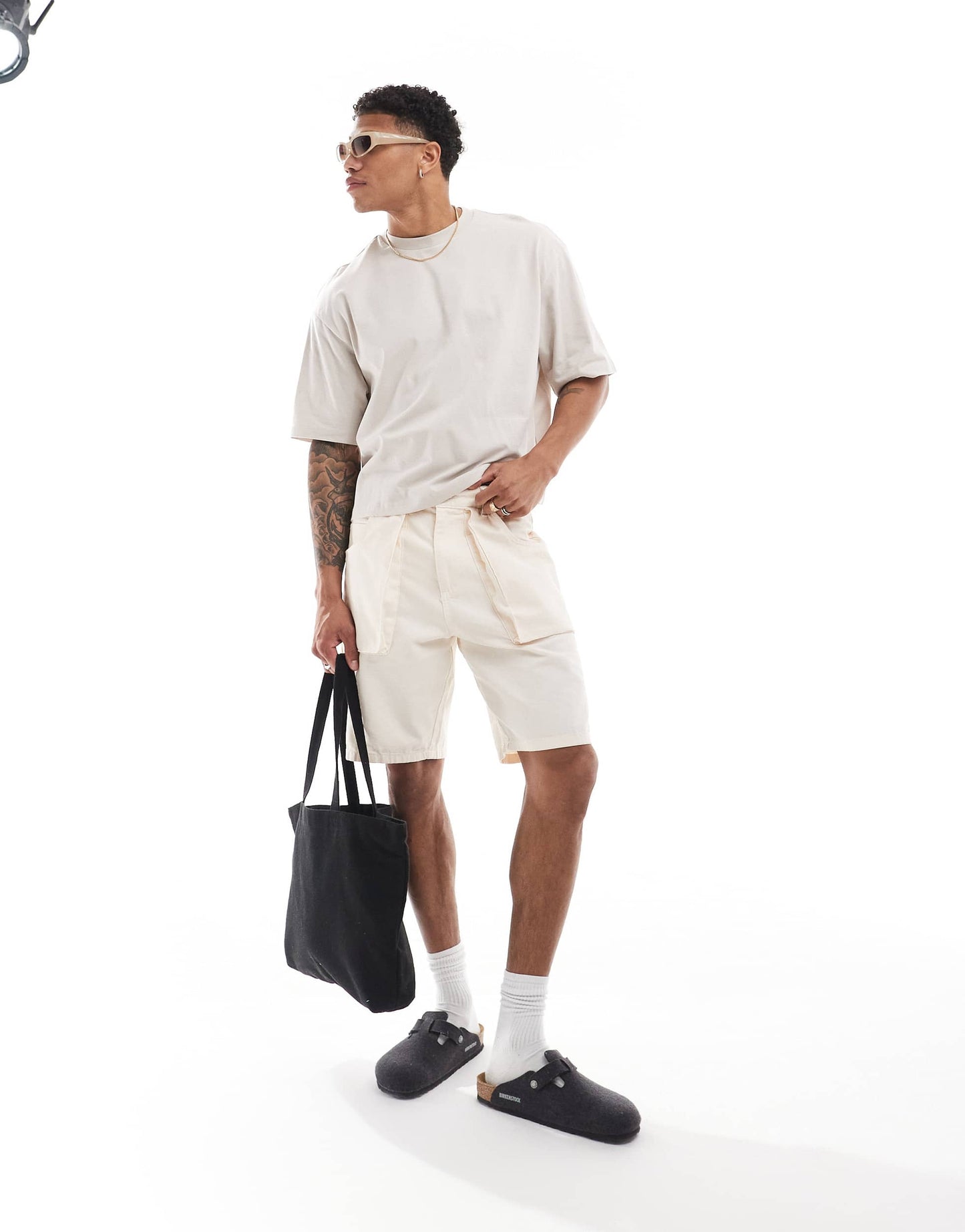 Bershka boxy fit t-shirt in beige